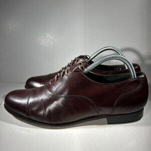 Hanover Mens Leather Dress Shoes Oxfords Size 8 D Burgundy Cap Toe Work Wedding